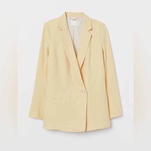 H&M double breasted oversized blazer in butter yellow - Picture 1 of 12
